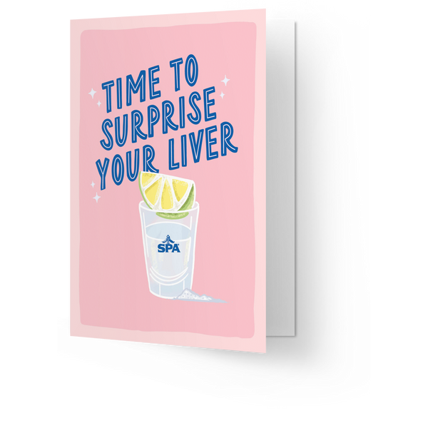 Wenskaartje "Time To Surprise Your Liver" - Kaart Blanche x SPA®